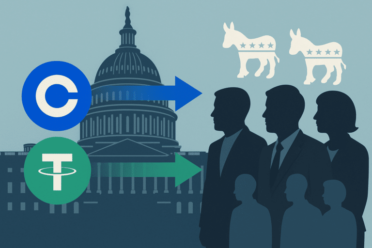 Coinbase und Tether intensivieren Lobbyarbeit bei Demokraten – Senat befürwortet GENIUS Act