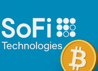 SoFi Technologies Logo mit Bitcoin und Ethereum