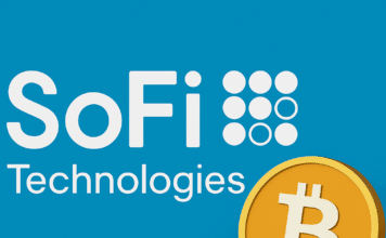 SoFi Technologies Logo mit Bitcoin und Ethereum