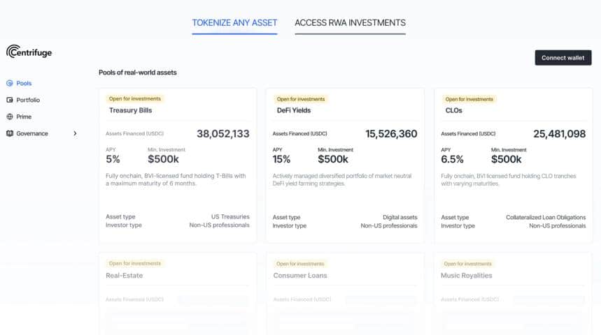 Centrifuge tokenized real-world asset pools