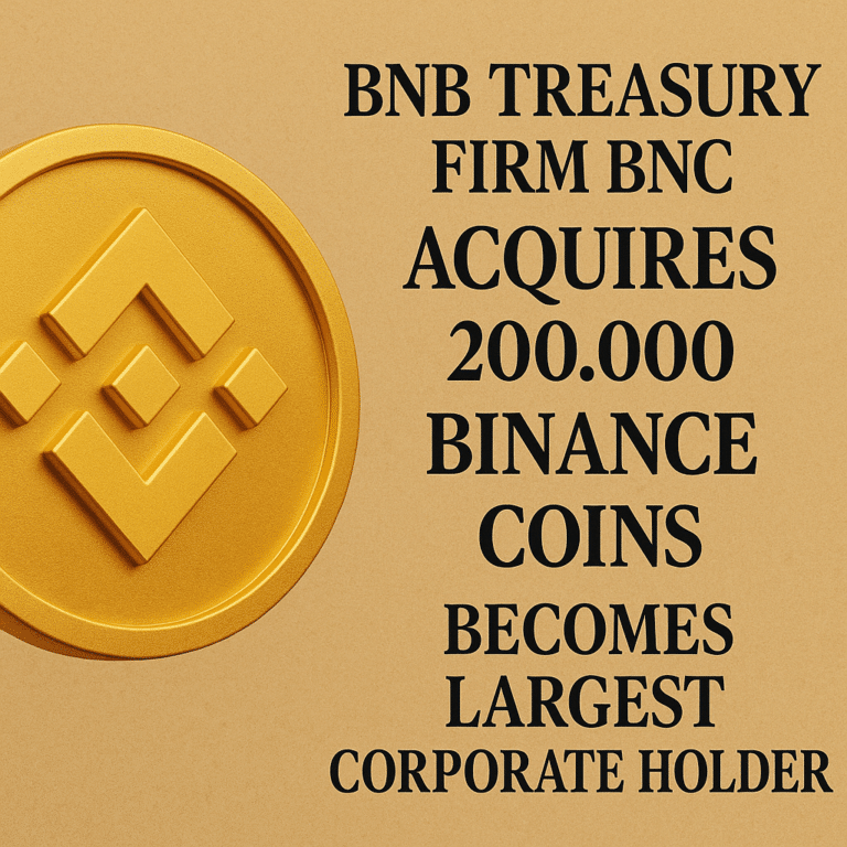 BNC erwirbt 200.000 Binance Coins und wird größter Unternehmenshalter
