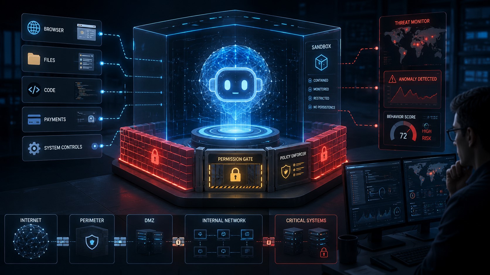 AI control room and cybersecurity interface