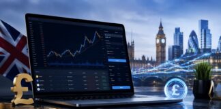 Tech-driven finance in London skyline