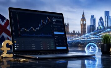 Tech-driven finance in London skyline