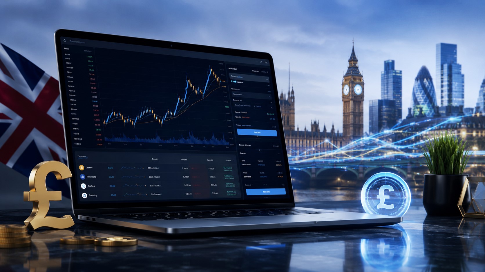 Tech-driven finance in London skyline