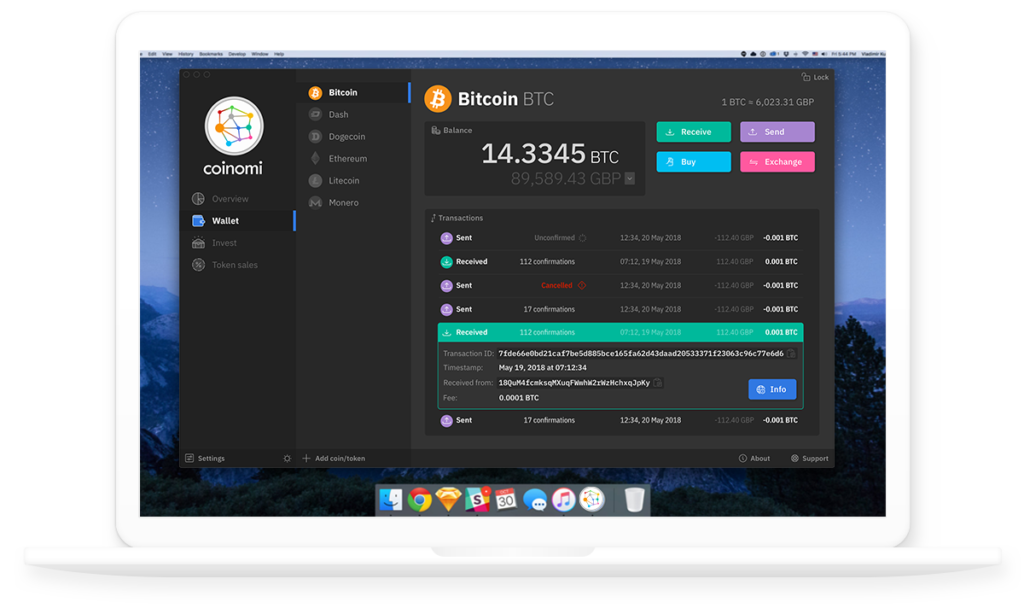 Coinomi Wallet Dashboard