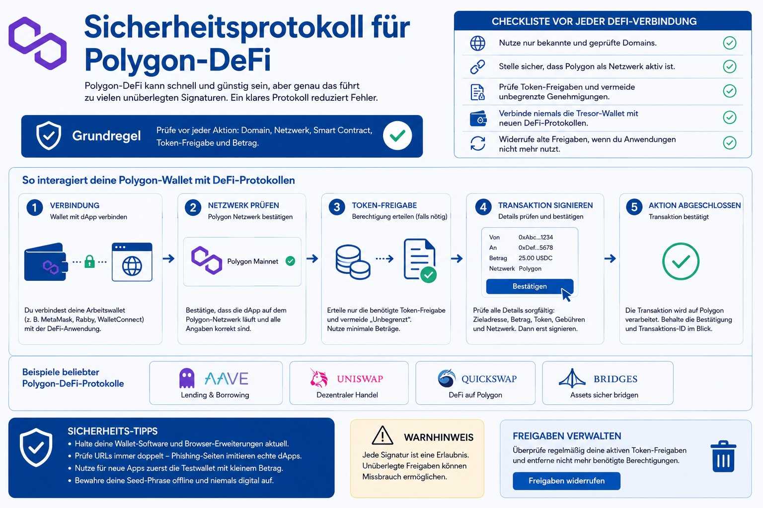 Interaktionsablauf der Polygon DeFi Wallet.