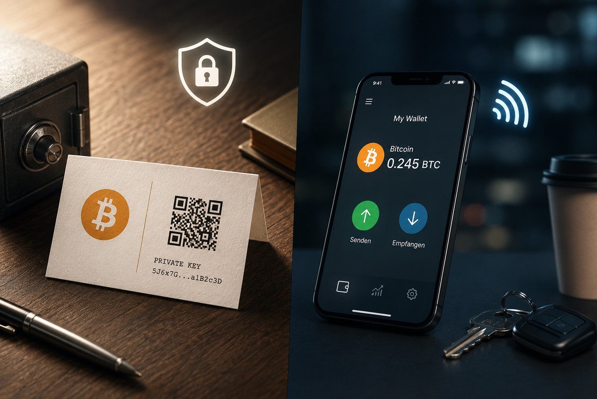 Eine Karte mit einem Private Key als Paper Krypto Wallet dargestellt