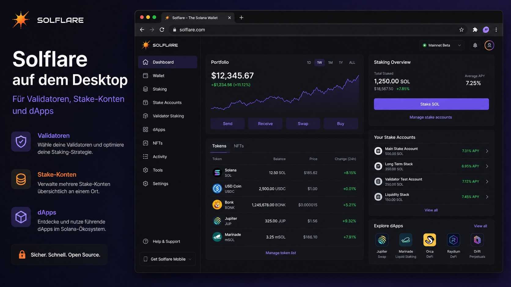 Solflare Desktop Wallet für Solana