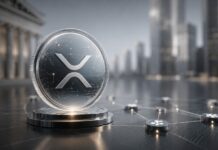 Ripple: Aviva Investors tokenisiert USD-Fonds auf dem XRP Ledger XRP-Münze in einem digitalen Finanznetzwerk vor moderner Bankenarchitektur