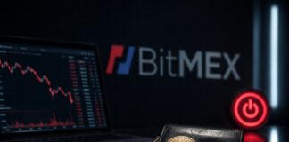 BitMEX stellt Betrieb im September ein: Nutzer müssen Positionen schließen und Guthaben abheben BitMEX mit Bitcoin und Ethereum vor Trading-Bildschirm – Symbolbild für den Rückzug der Kryptobörse aus dem Geschäftsbetrieb.