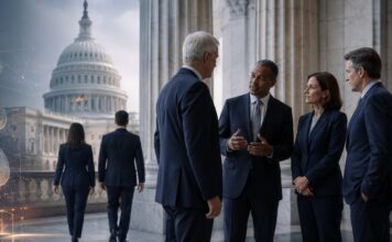 Bloomberg: Weitere Demokraten signalisieren Unterstützung für Clarity-Act-Verfahren US-Senatoren beraten über den Clarity Act zur Regulierung von Kryptowährungen vor dem Kapitol in Washington.