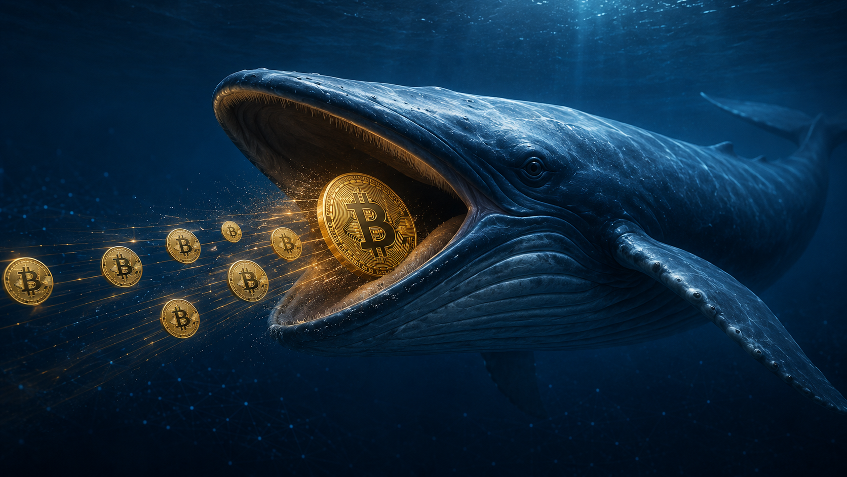 Großer Wal sammelt mehrere goldene Bitcoin ein