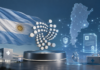 IOTA landet Mega-Deal: Argentiniens Transplantationsbehörde geht onchain Argentinische Flagge, IOTA-Logo und digitales Gesundheitsnetzwerk für das nationale Transplantationssystem