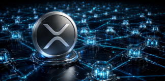 XRP-Münze in einem Netzwerk aus KI-Agenten und digitalen Zahlungskanälen