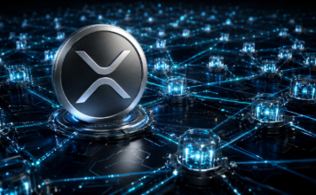 XRP-Münze in einem Netzwerk aus KI-Agenten und digitalen Zahlungskanälen
