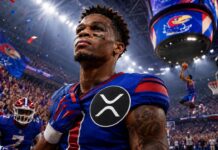 XRP auf Jayhawks-Trikots: Ripple sichert sich Millionenreichweite im US-College-Sport College-Sportler im Stadion mit großem XRP-Logo auf dem Trikot
