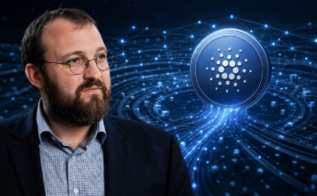 Charles Hoskinson neben dem Cardano-Logo und einer steigenden Wachstumskurve