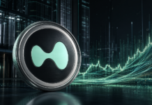 HYPE-Coin von Hyperliquid vor einem steigenden Kurschart