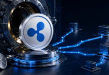 RLUSD- und XRP-Coins vor einer institutionellen Minting-Infrastruktur mit mehreren Blockchain-Verbindungen