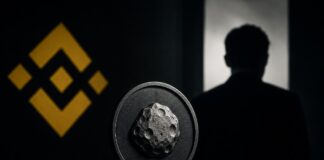BNB Chain geht nach Memecoin-Launch gegen Ex-Mitarbeiter vor ASTEROID-Memecoin vor Binance-Logo und Silhouette eines ehemaligen Mitarbeiters