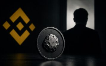 BNB Chain geht nach Memecoin-Launch gegen Ex-Mitarbeiter vor ASTEROID-Memecoin vor Binance-Logo und Silhouette eines ehemaligen Mitarbeiters
