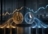 Bitcoin und Ethereum vor steigenden Kurscharts als Symbol für wachsende Kapitalzuflüsse in US-Krypto-ETFs.