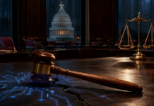 US-Kapitol und SEC-Symbolik veranschaulichen die stockenden Verhandlungen über den CLARITY Act.