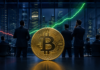 Institutionelle Trendwende? Hedgefonds gehen bei Bitcoin netto long Bitcoin vor institutionellen Händlern, während ein steigender Kursverlauf den Wechsel der CME-Hedgefonds auf netto long symbolisiert.