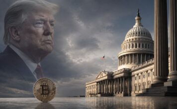 BREAKING: Cloture-Antrag für Clarity Act gestellt – Abstimmung im September möglich Donald Trump vor dem US-Kapitol mit Bitcoin-Symbol als Illustration zur Senatsdebatte über den Clarity Act