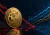 Dogecoin vor Liquidationsschock? Long-Wetten erreichen Extremniveau Dogecoin-Münze vor einem fallenden Kurschart und steigenden Futures-Positionen