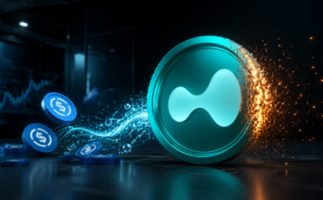 Hyperliquid-HYPE-Token mit USDC-Coins als Symbol für AQAv2-finanzierte Rückkäufe und Token-Verbrennungen