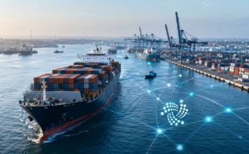 45 Schiffe in zwei Wochen: Warum IOTA für Kenias Zoll wichtiger wird Containerschiff im Hafen von Mombasa mit IOTA-Netzwerk als Symbol für TLIP und die digitale Zollabfertigung in Kenia
