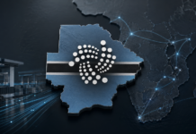 IOTA vor nächstem Afrika-Rollout? Botswana bringt sich für ADAPT in Stellung IOTA-Logo auf der Karte Botswanas vor digital vernetzten Handelsrouten in Afrika