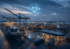 Containerhafen in Kenia mit digitaler Vernetzung und IOTA-Symbol