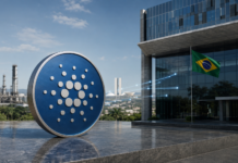 Cardano baut Präsenz in Brasilien aus: Petrobras wird zum Vorzeigeprojekt Cardano-Symbol vor einer brasilianischen Unternehmenszentrale und Industrieanlage
