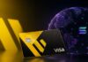 Western-Union-Stablecard mit Visa-Integration vor digitalem Globus als Symbol für Stablecoin-Zahlungen auf der Solana-Blockchain.