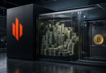 Strategy-Logo neben einer Dollarreserve und einem separat verwahrten Bitcoin