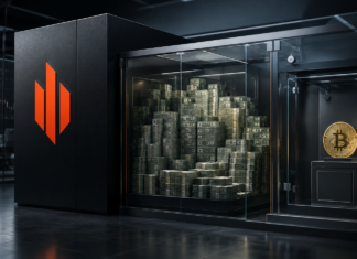 Strategy-Logo neben einer Dollarreserve und einem separat verwahrten Bitcoin
