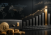 Bitcoin-Treasury mit goldenen BTC-Münzen und ansteigendem Balkendiagramm als Symbol für den wachsenden Bitcoin-Bestand von Strive.