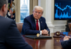 Donald Trump bei einem symbolischen Krypto-Treffen im Weißen Haus vor der Abstimmung über den CLARITY Act