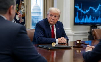 Donald Trump bei einem symbolischen Krypto-Treffen im Weißen Haus vor der Abstimmung über den CLARITY Act