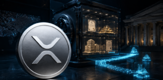 Ripple: XRP Ledger knackt 4-Milliarden-Marke bei RWAs trotz sinkender OnChain-Nachfrage XRP-Coin vor einem digitalen Tresor mit tokenisierten Vermögenswerten auf dem XRP Ledger