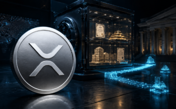 Ripple: XRP Ledger knackt 4-Milliarden-Marke bei RWAs trotz sinkender OnChain-Nachfrage XRP-Coin vor einem digitalen Tresor mit tokenisierten Vermögenswerten auf dem XRP Ledger