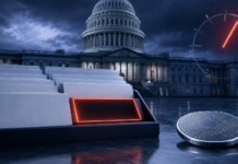Clarity Act fehlt auf der Senatsagenda: Jetzt läuft die Zeit davon US-Kapitol mit leerem Aktenfach, Krypto-Token und Uhr als Symbol für den Zeitdruck beim Clarity Act