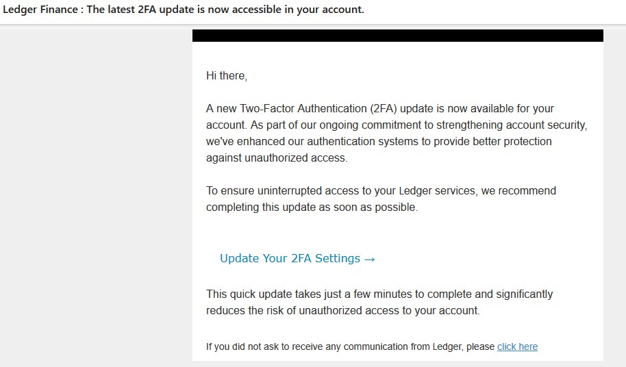 Phishing E-Mail von Ledger 