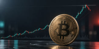 Bitcoin zwischen FOMO und Korrektur: Ist 79.000 Dollar das nächste Ziel? Bitcoin-Münze vor einem Kurschart, der nach einer starken Rallye einen Rücksetzer zeigt