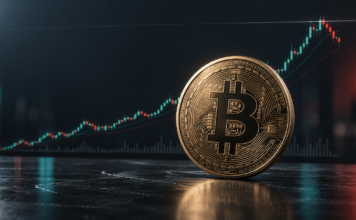 Bitcoin zwischen FOMO und Korrektur: Ist 79.000 Dollar das nächste Ziel? Bitcoin-Münze vor einem Kurschart, der nach einer starken Rallye einen Rücksetzer zeigt
