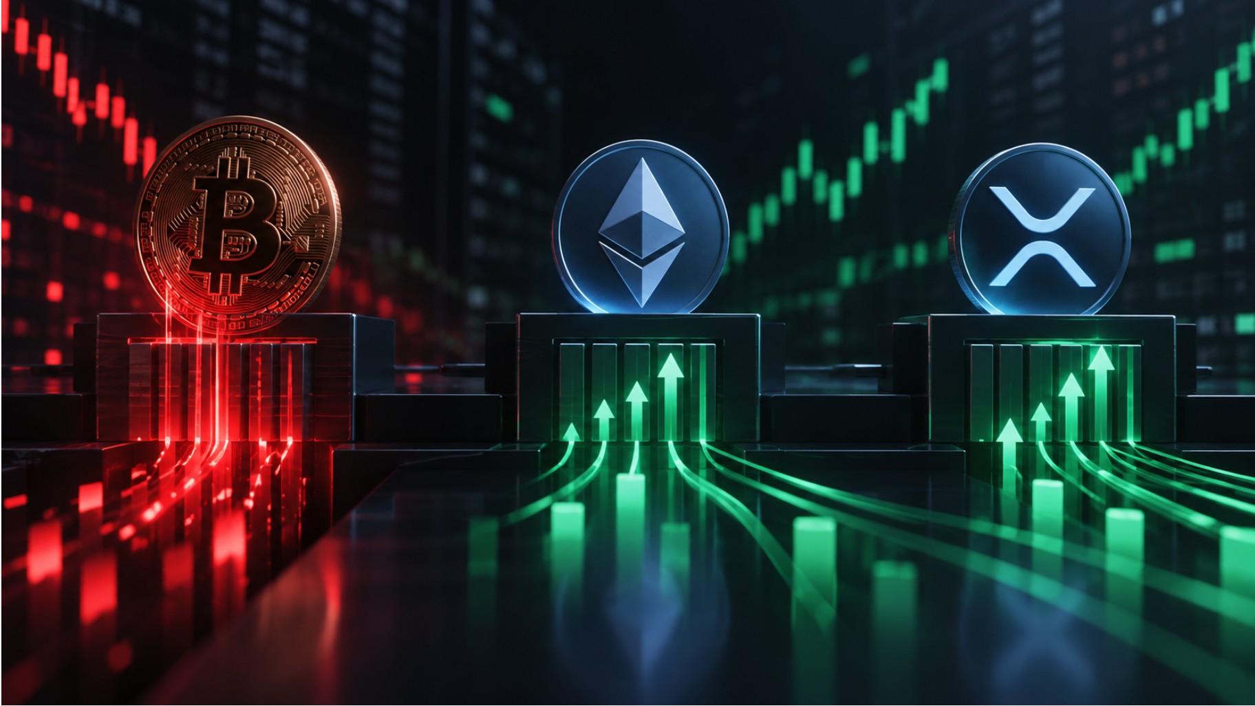 Bitcoin-ETF mit Abflüssen sowie Ethereum und XRP mit starken Kapitalzuflüssen im Krypto-Markt