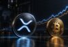 Ripple-CTO: XRP könnte Bitcoin durch institutionelles Kapital überholen XRP- und Bitcoin-Logo vor einem Finanzchart, der XRP als möglichen Herausforderer von Bitcoin zeigt
